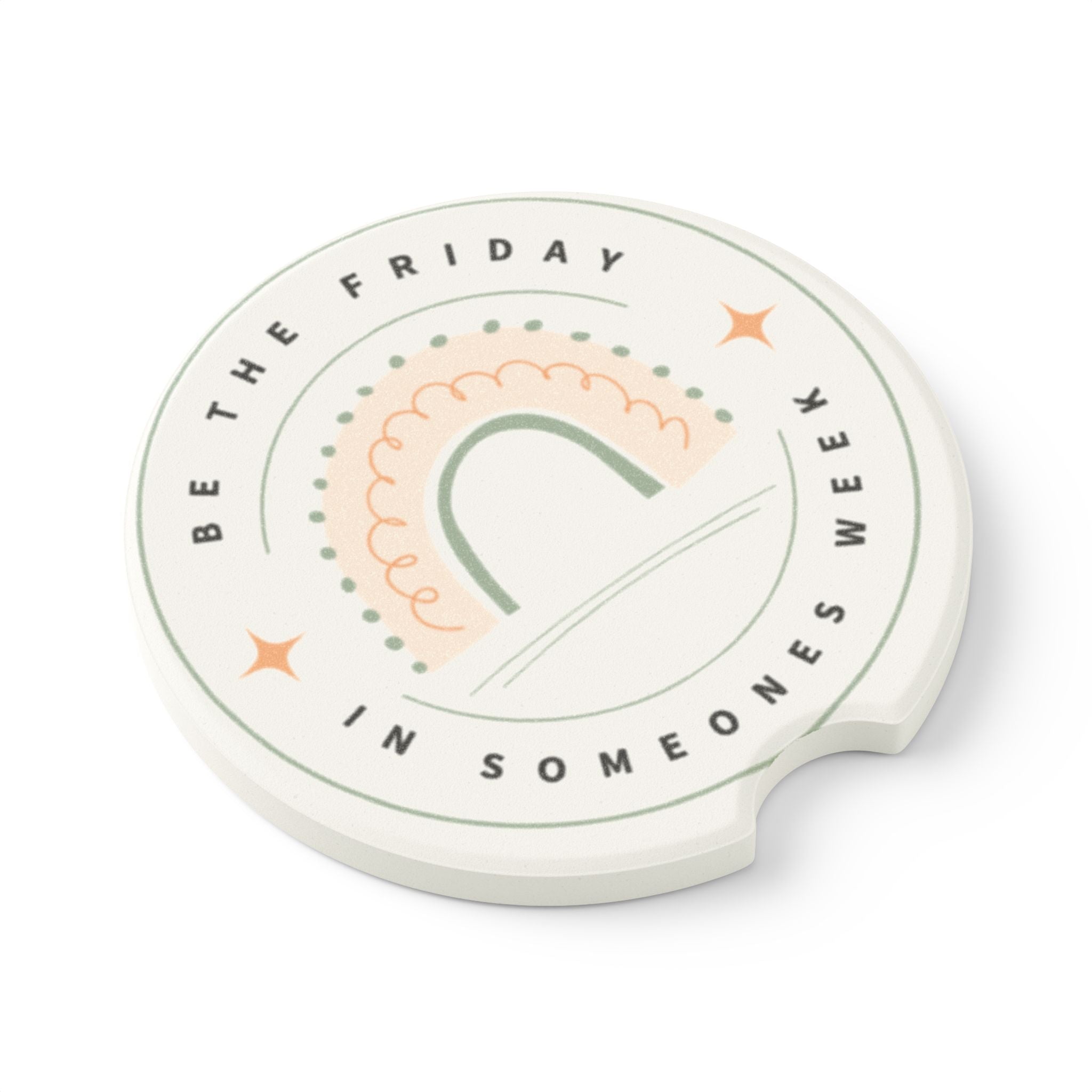 Rainbow Quote Soapstone Car Coaster | Positive Vibes for Every Drive