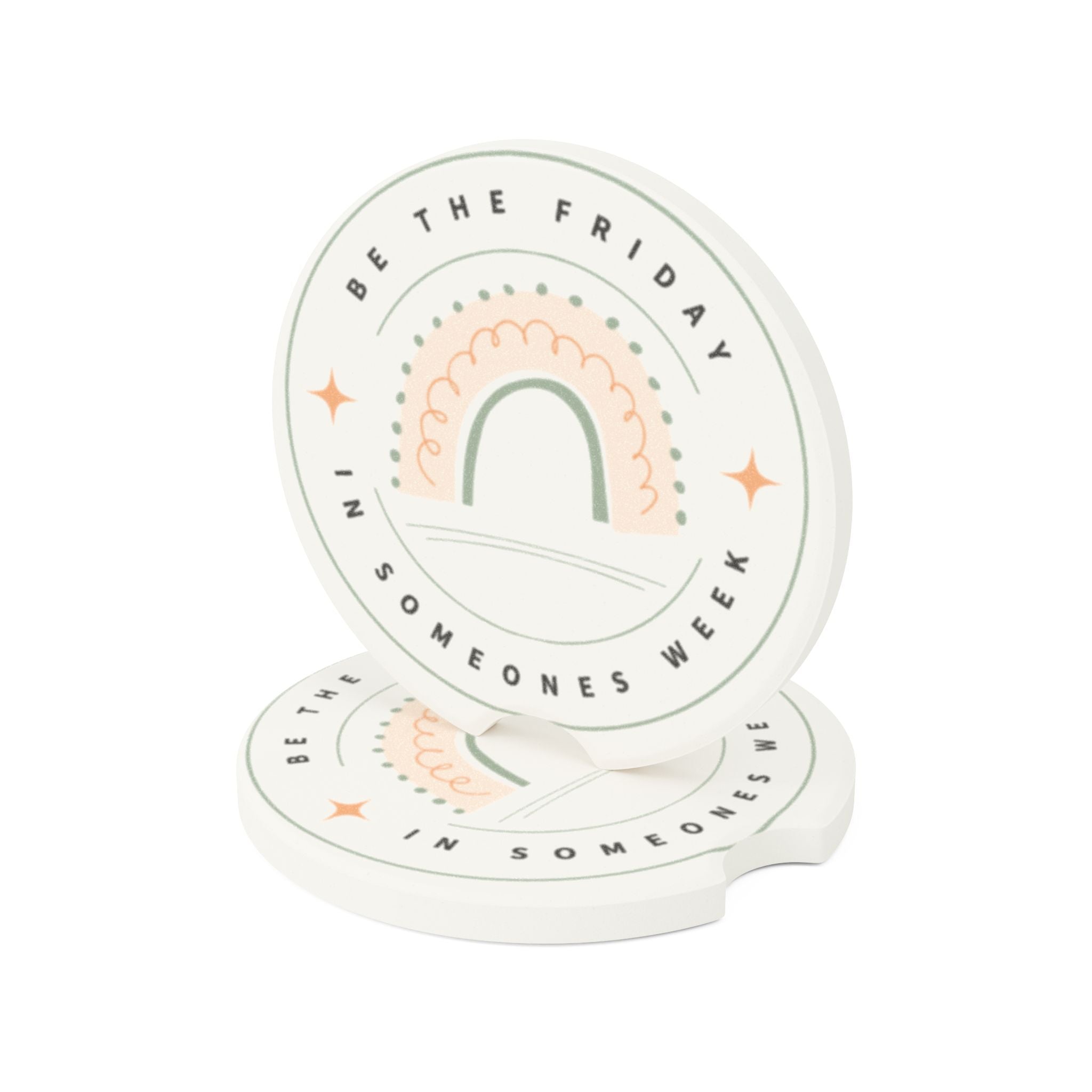 Rainbow Quote Soapstone Car Coaster | Positive Vibes for Every Drive